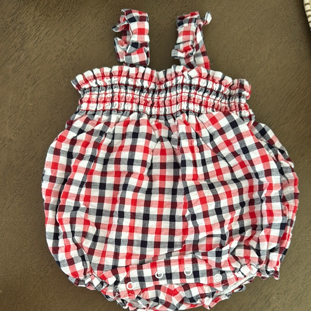 Janie and Jack Red and Blue Plaid One Piece
